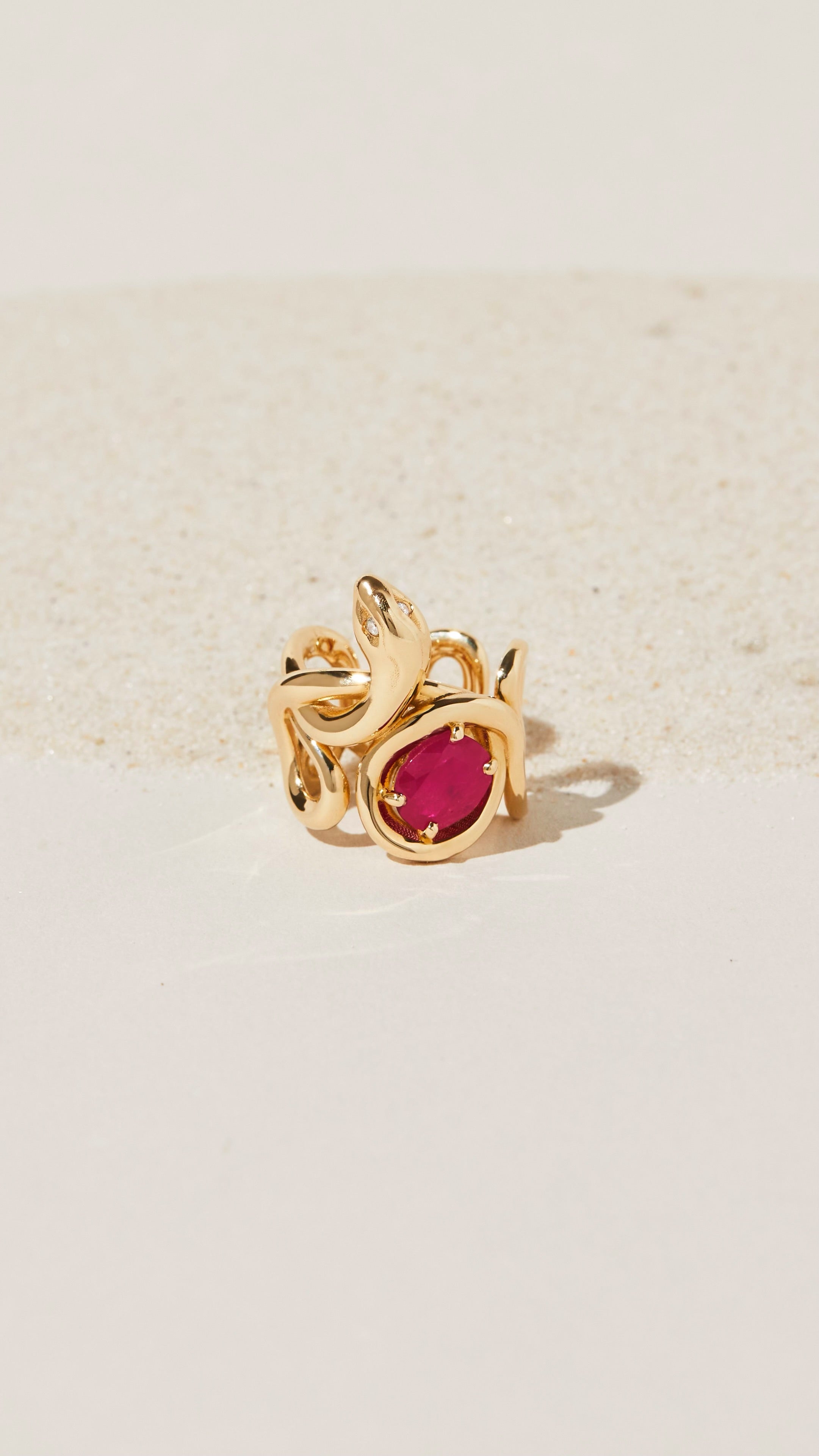 Ruby Snake Ring Statement Elisabeth Bell Jewelry   