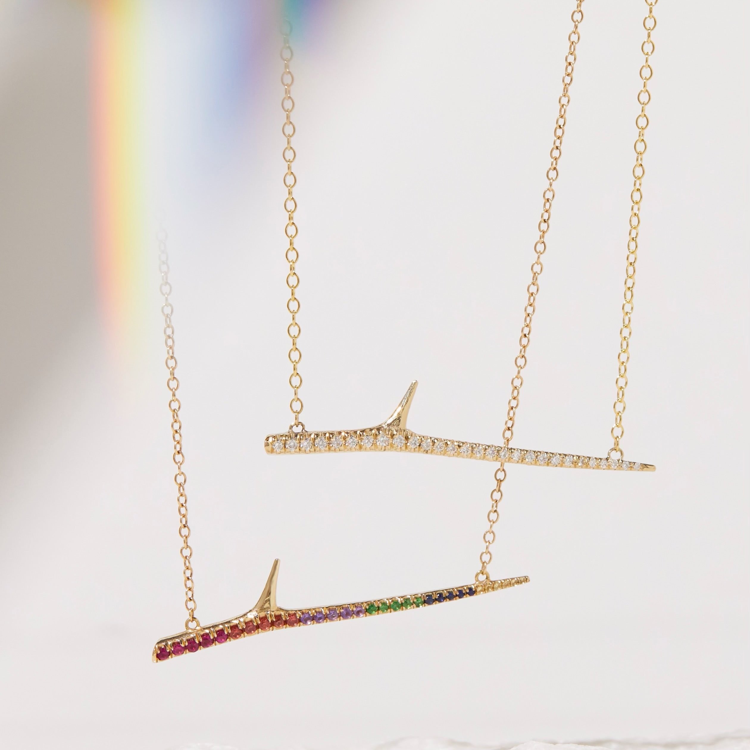 Rainbow Horizontal Thorn Necklace Pendant Elisabeth Bell Jewelry   