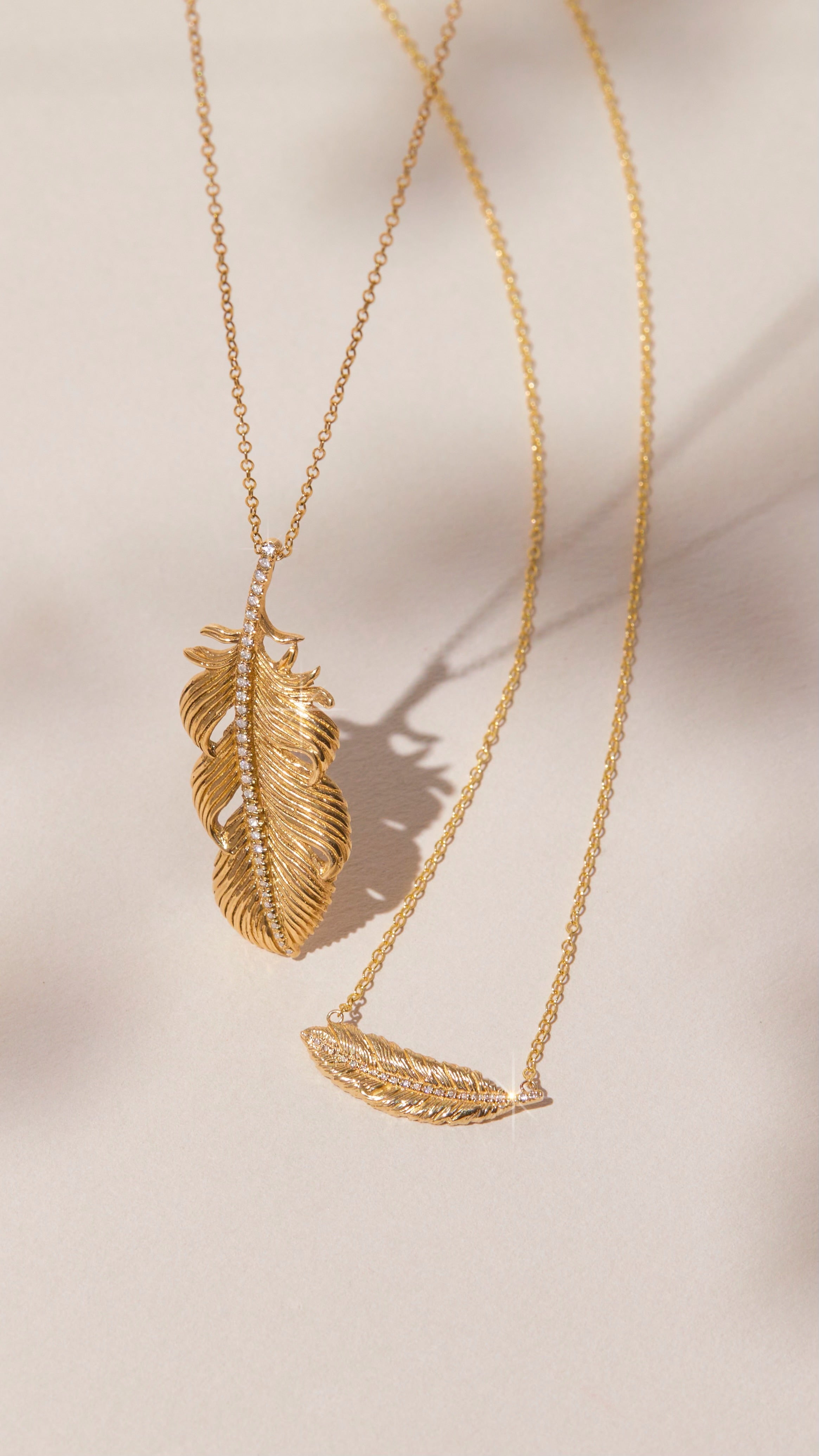 Large Feather Necklace Pendant Elisabeth Bell Jewelry   