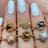 Solid Sugar Loaf Ring with Diamonds  Goshwara   