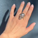 Large Skull Ring, Sterling Silver and Morganite Ring Sale   