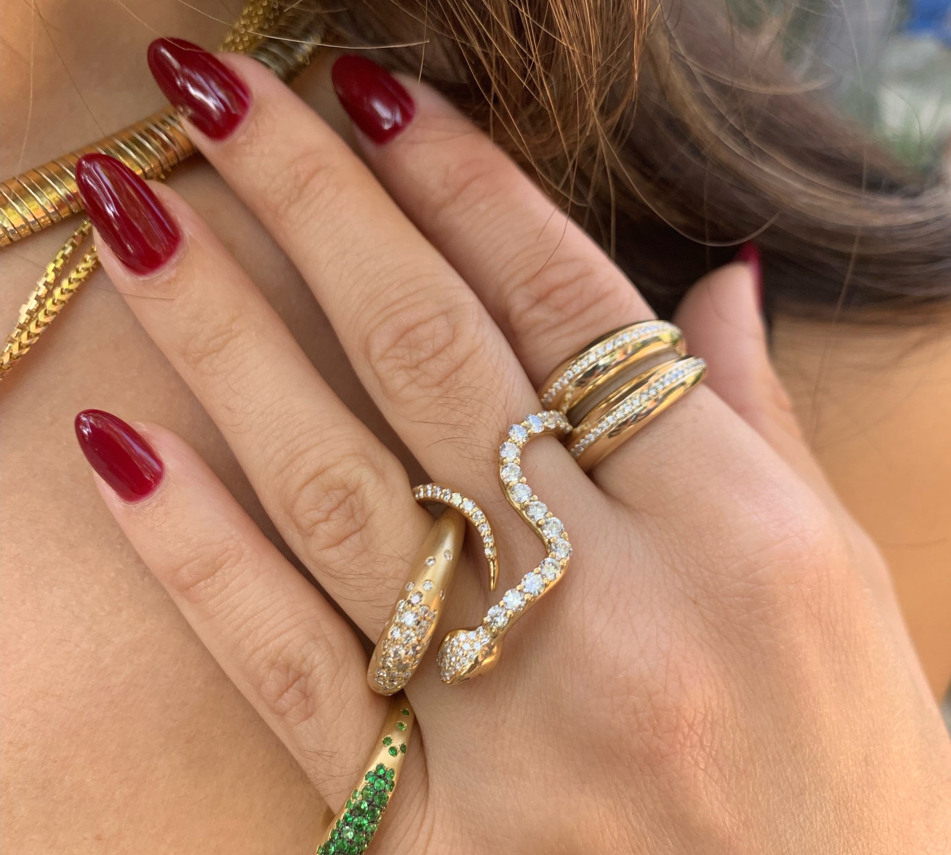 The Arch Lucky Stripe Ring Stack Nada Ghazal   