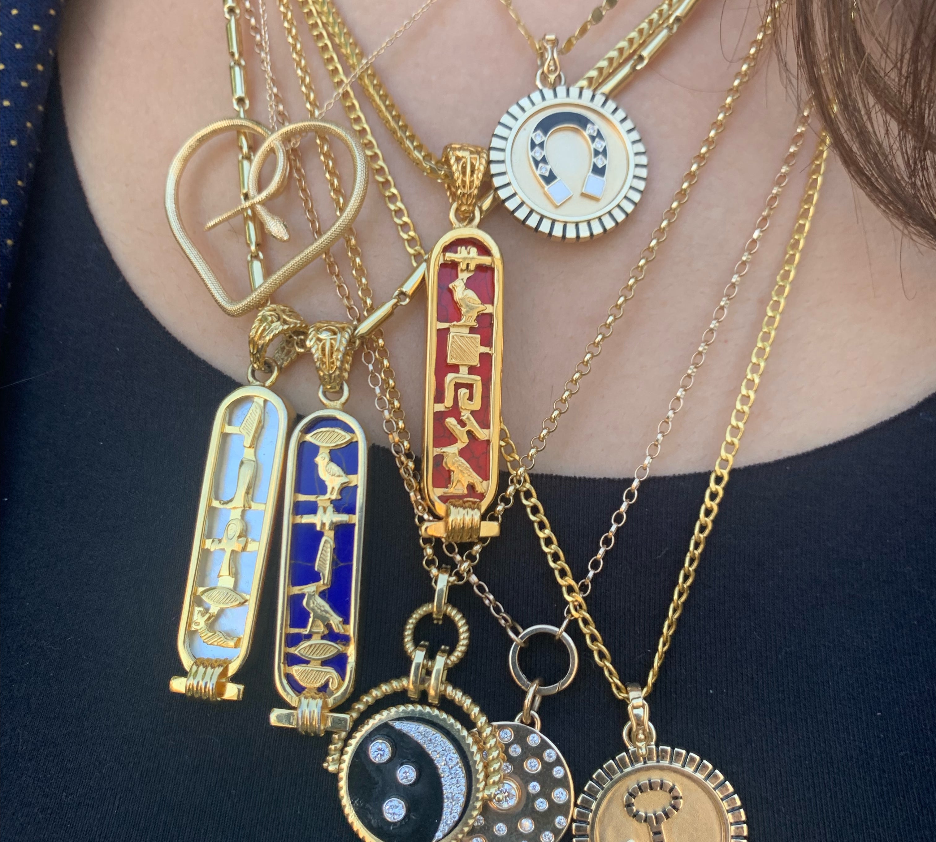 Gold Snake Heart Necklace Pendant Perez Bitan   