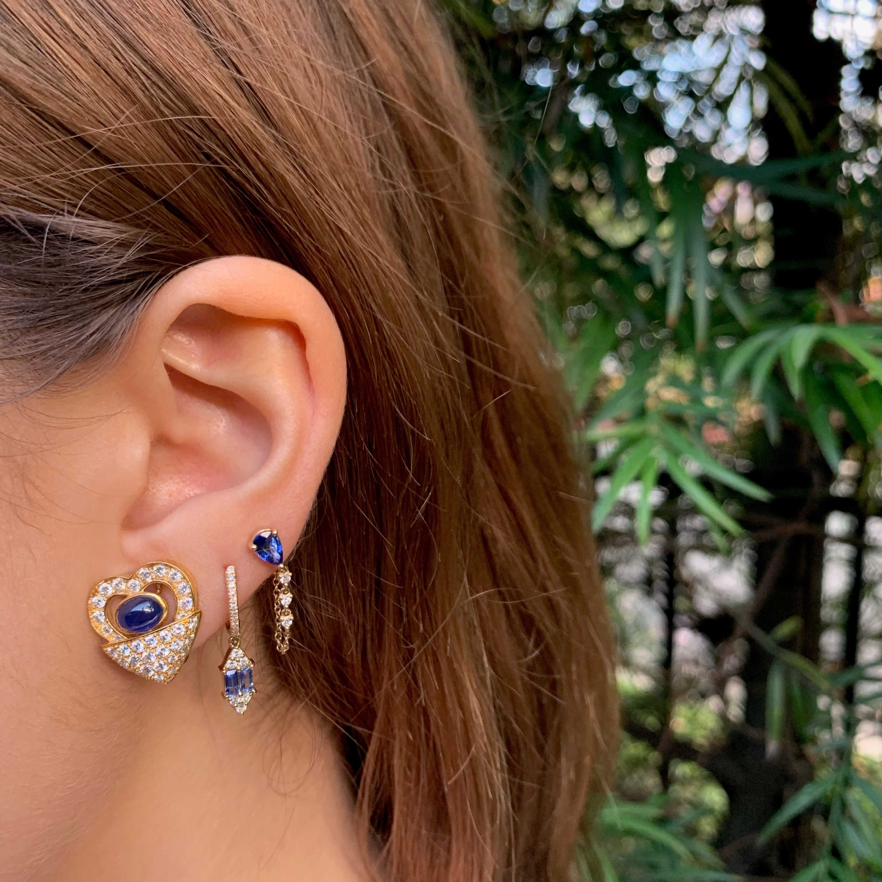 Sapphire Chain Earring Drop Earrings Roseark Deux   