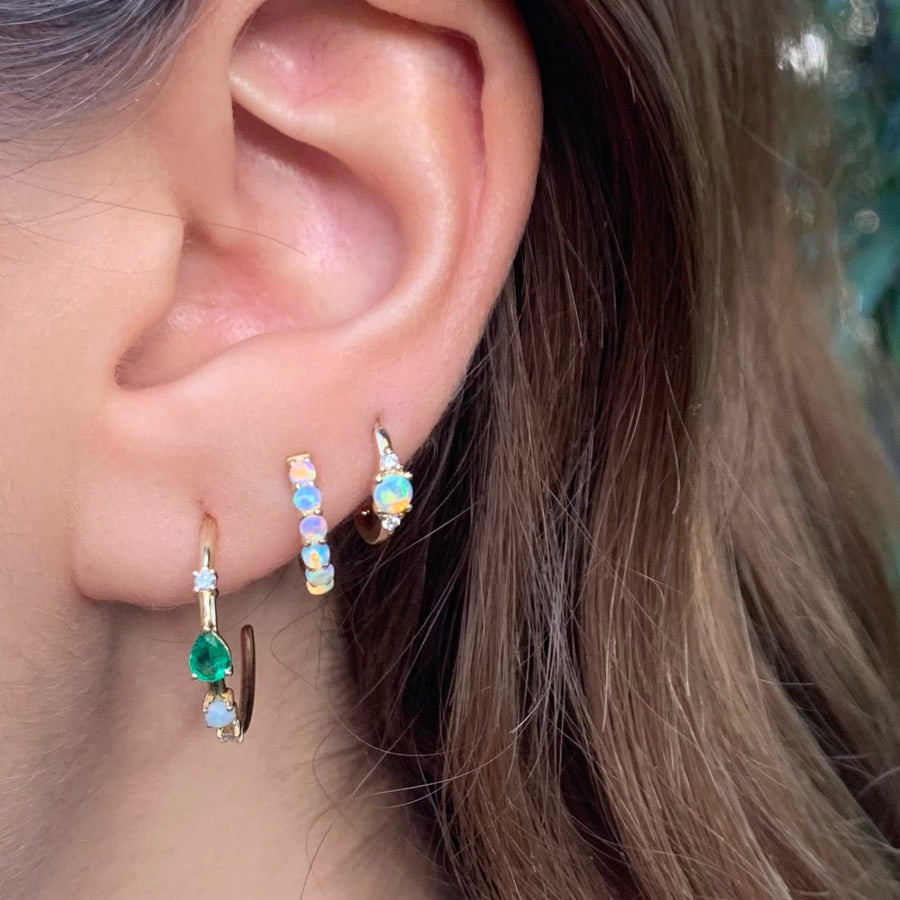 Opal and Diamond Huggie Huggies Roseark Deux   