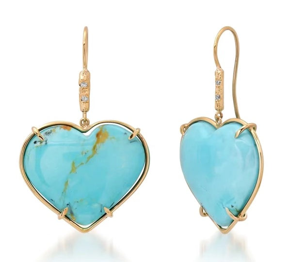 Turquoise Heart Earrings Drop Earrings Elisabeth Bell Jewelry   