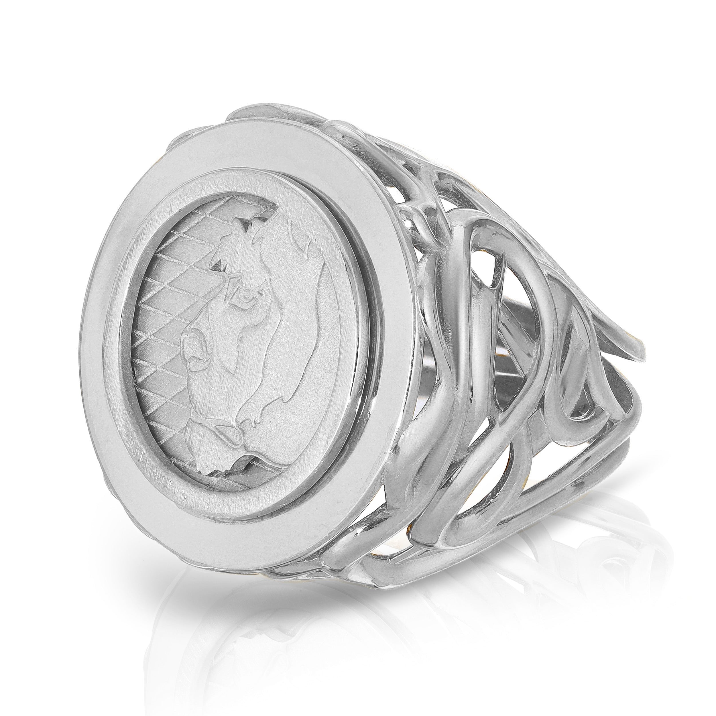 Gold Lioness Coin Ring Statement Ring MAE + LANG White Gold 6