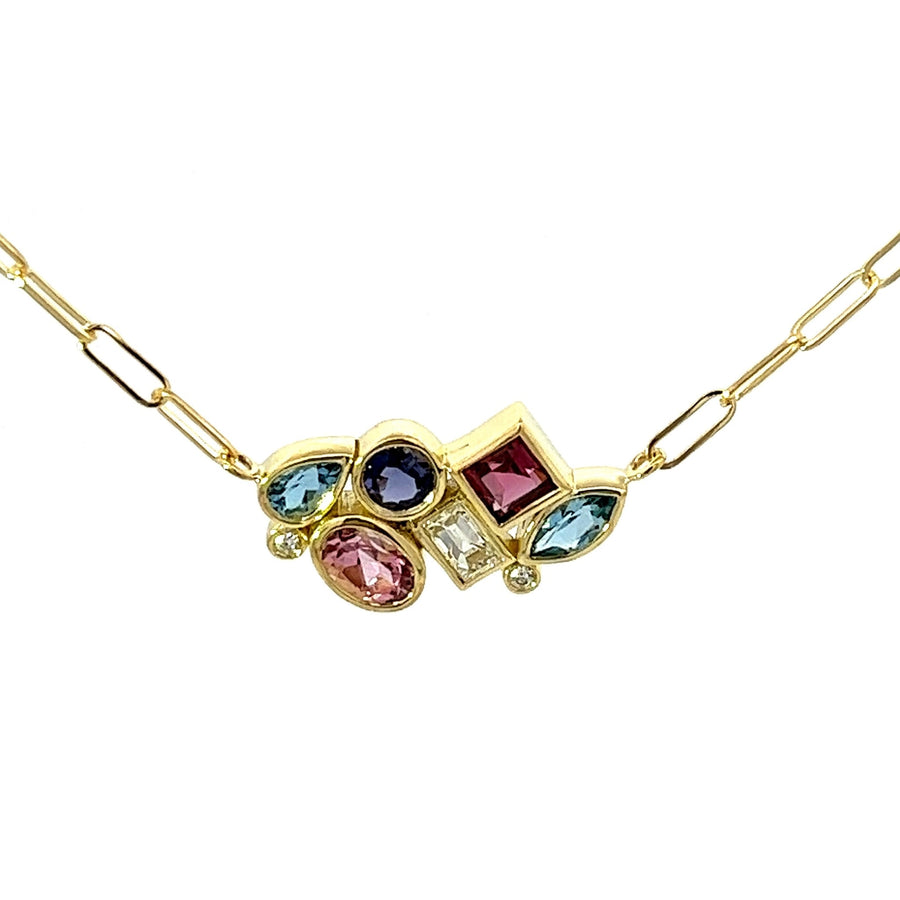 Mulicolor Gemstone Bubble Bea Necklace Pendant Lauren K Fine Jewelry   