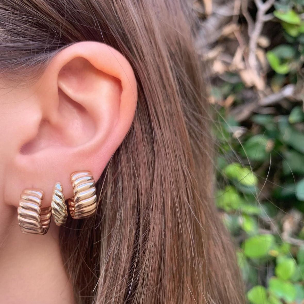 Twist Huggie Hoop Earrings Roseark Deux   