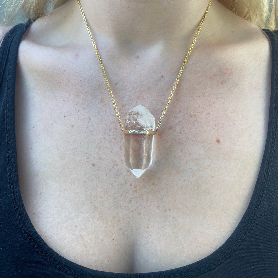 Yellow Gold Crystal Pendant Pendant House of RAVN Six Diamond  