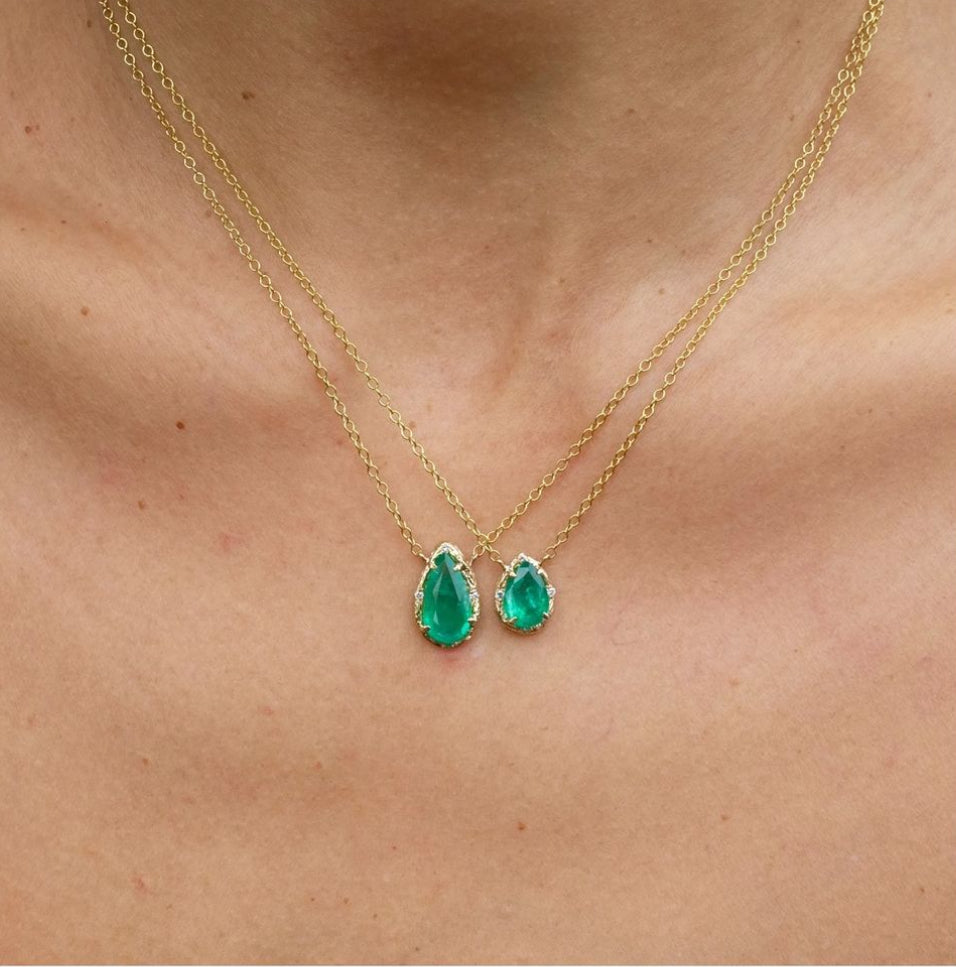 Small Emerald Pear Necklace Pendant Elisabeth Bell Jewelry