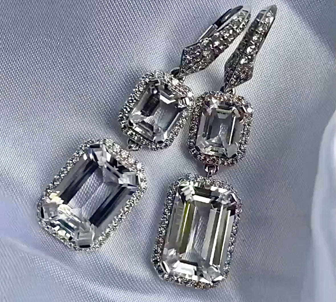 Rock Crystal Earrings with Diamonds Drop Goshwara   