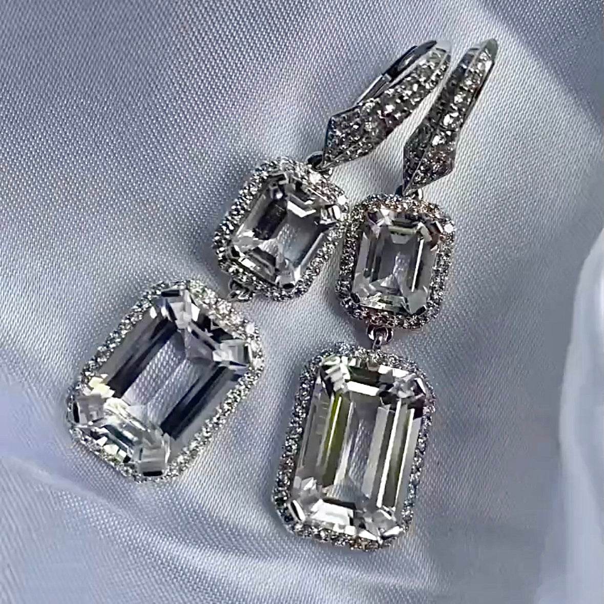 Rock Crystal Earrings with Diamonds Drop Goshwara   