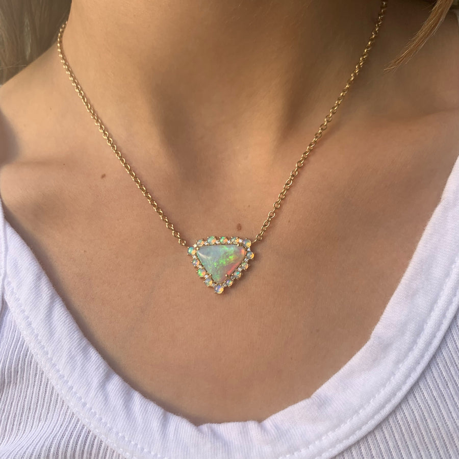 Triangle Opal Necklace Pendant Roseark Deux   