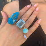 Mirror Cut Turquoise Ring Cocktail Amy Gregg Jewelry   
