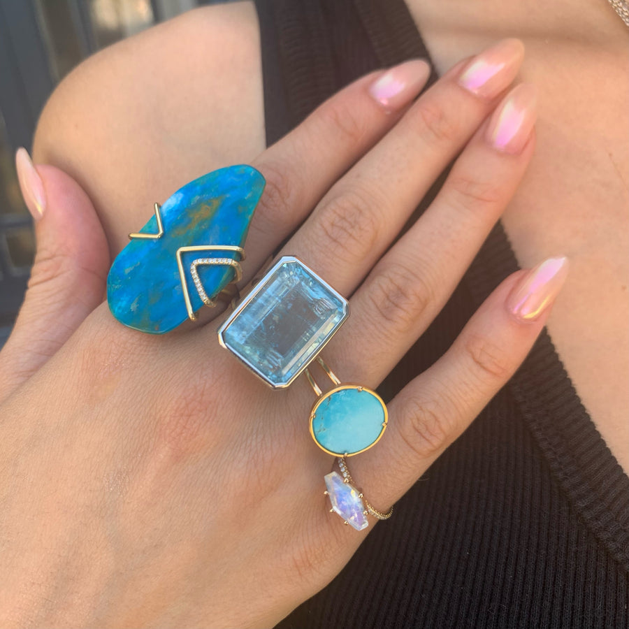 Mirror Cut Turquoise Ring Rings Amy Gregg Jewelry   