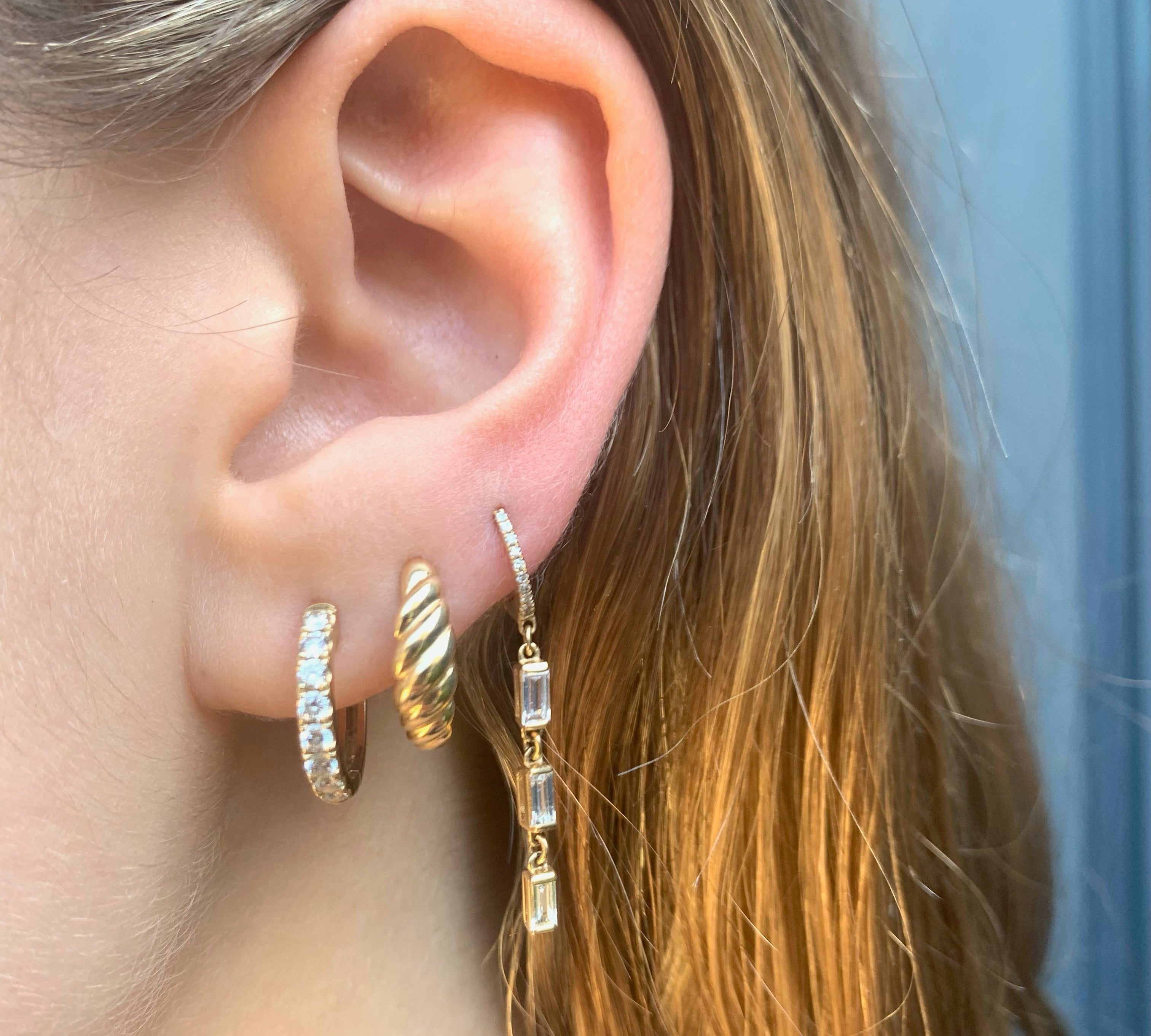 Diamond Baguette Drop Earring Drop Earrings Roseark Deux Single  