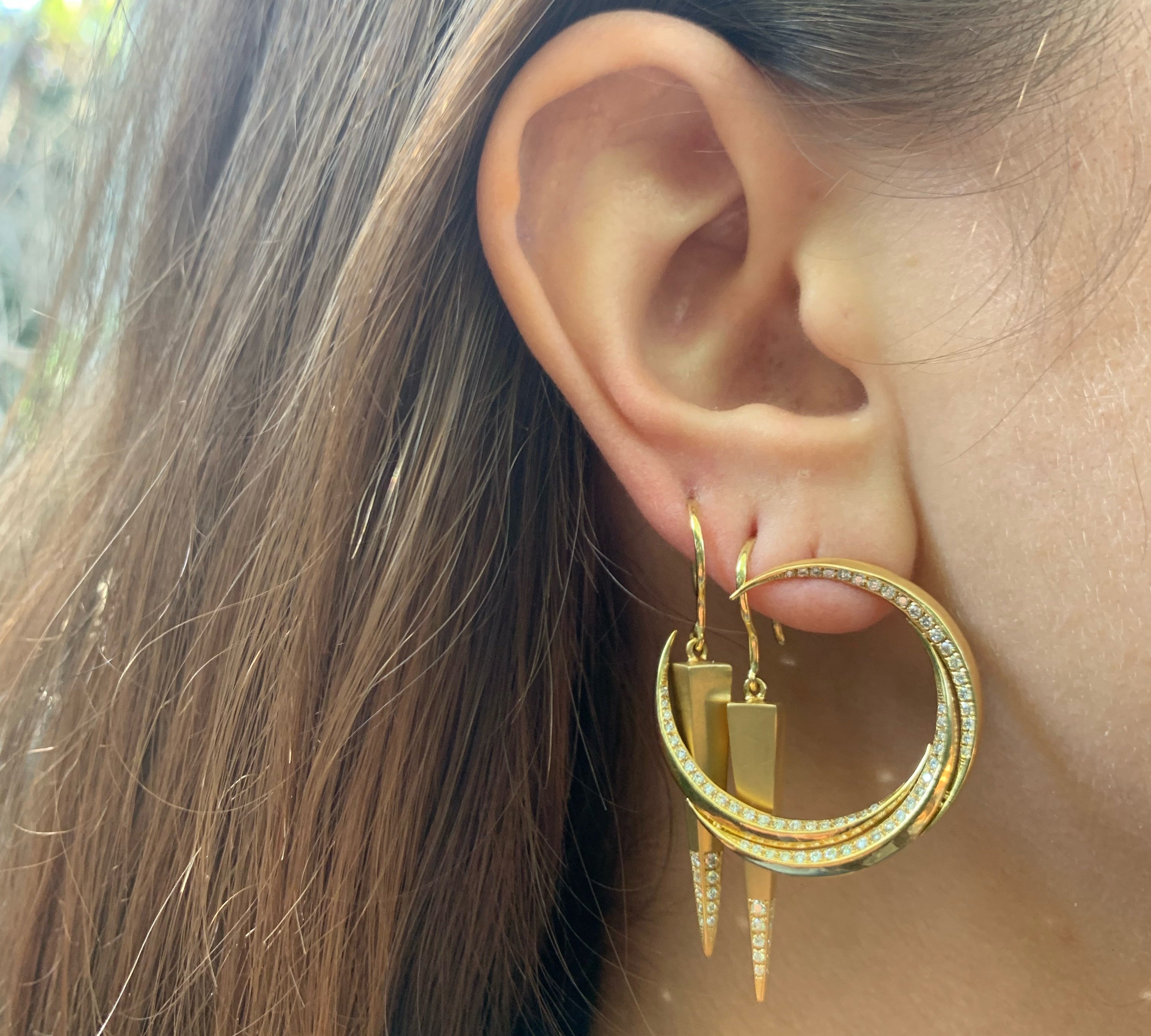 Triple Crescent Earrings Hoop Earrings Karma El-Khalil