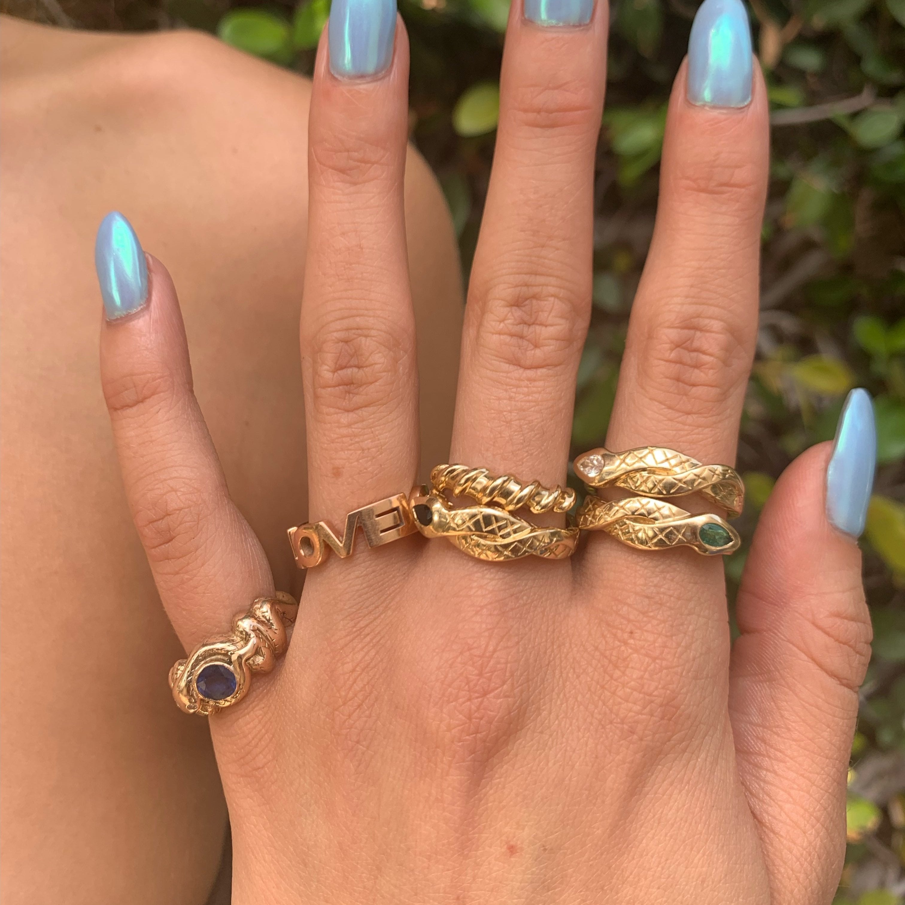 Victorian Snake Ring with Sapphire Statement Roseark Vintage   