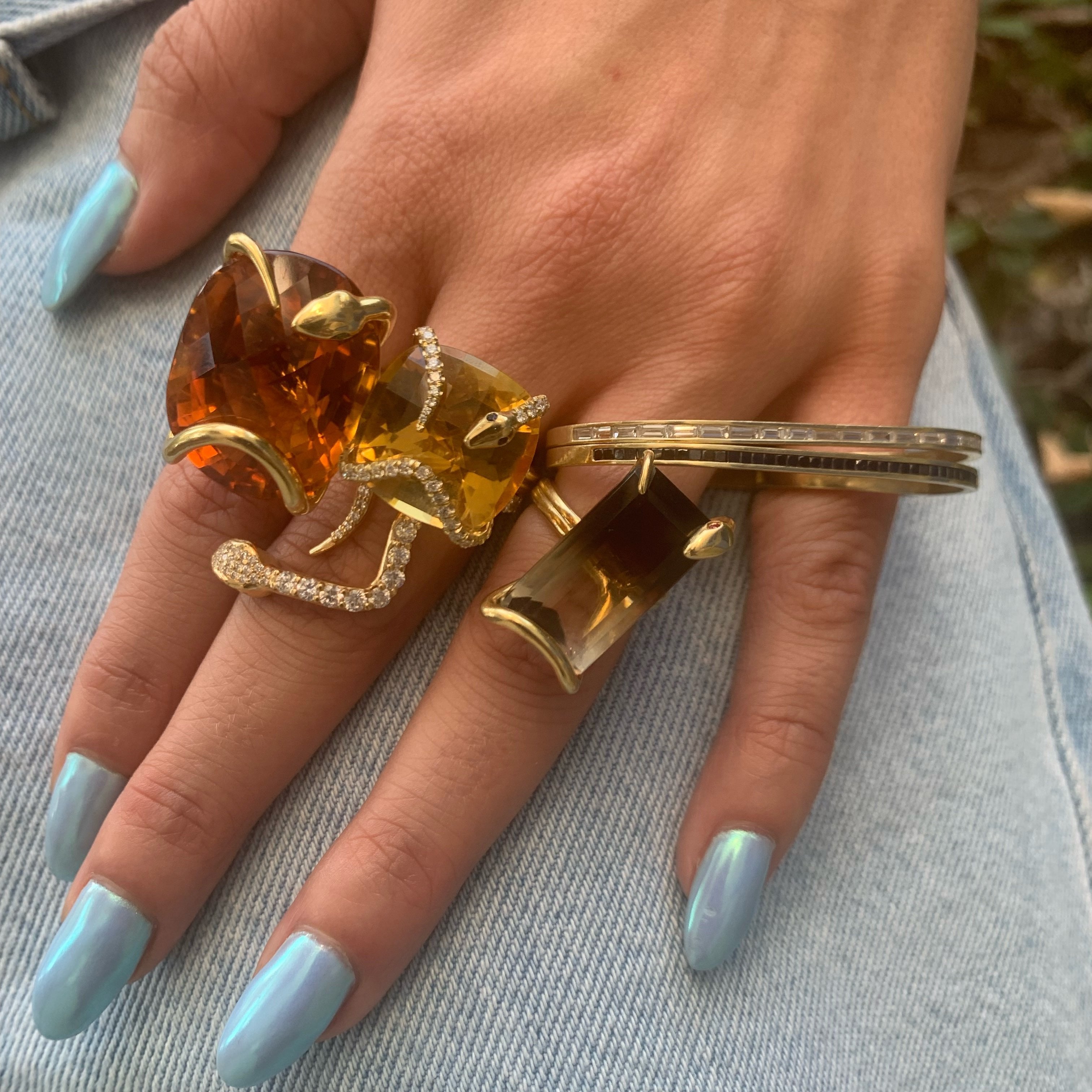 Madeira Citrine Snake on the Rocks Ring Ring Perez Bitan   