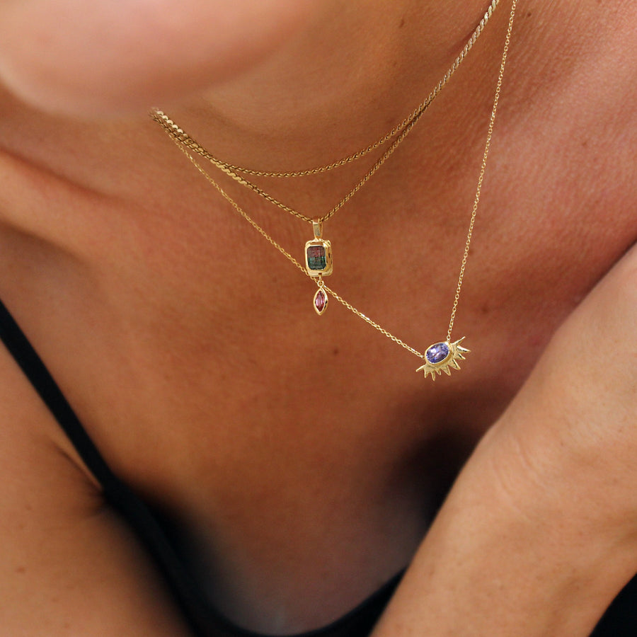Tiny Tanzanite Starburst Necklace Pendant Christina Magdolna Jewelry   