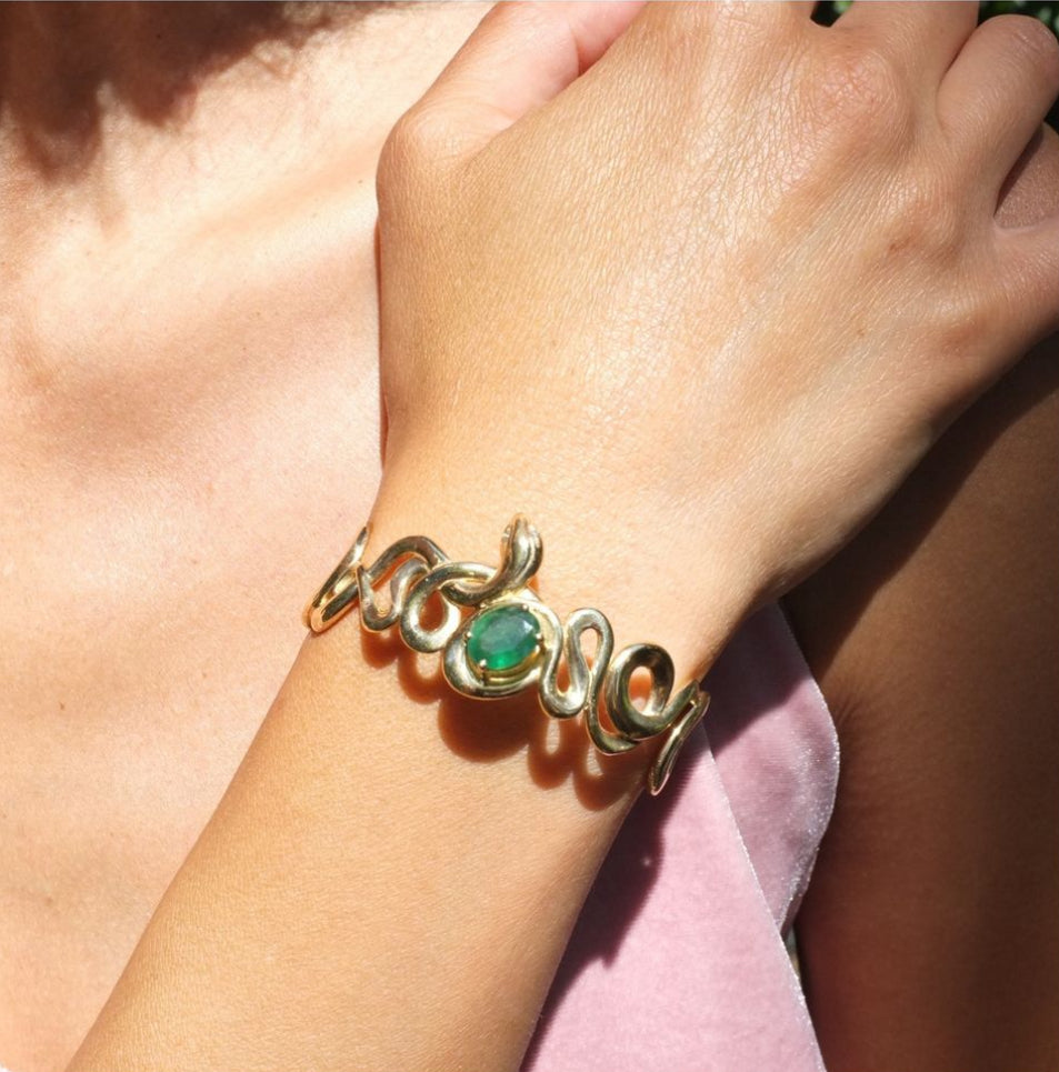 Emerald Snake Cuff Cuff Bracelet Elisabeth Bell Jewelry   