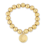 Golden Beaded Bracelet with Lioness Coin Beaded MAE + LANG   