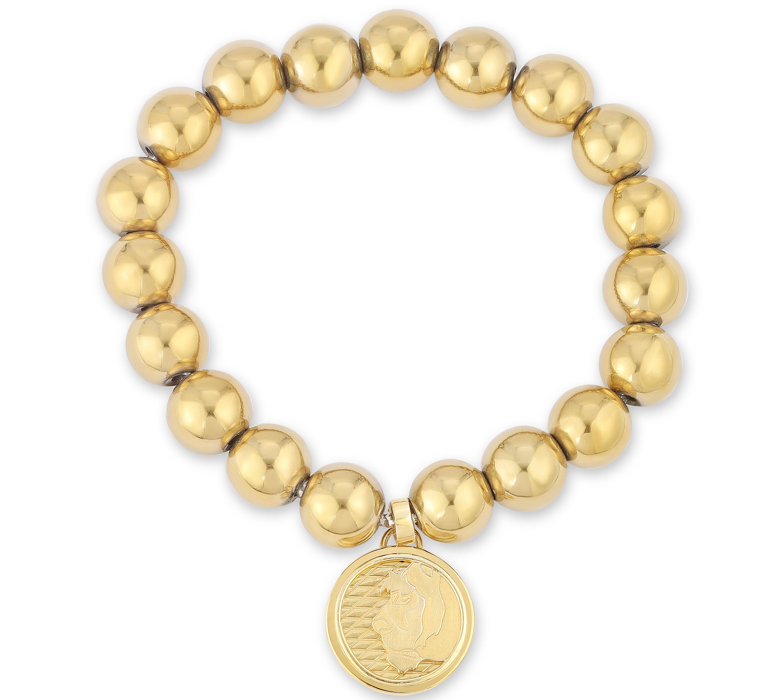 Golden Beaded Bracelet with Lioness Coin Beaded MAE + LANG   