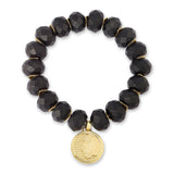 Midnight Beaded Bracelet with Lioness Coin Beaded MAE + LANG   