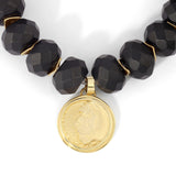 Midnight Beaded Bracelet with Lioness Coin Beaded MAE + LANG   