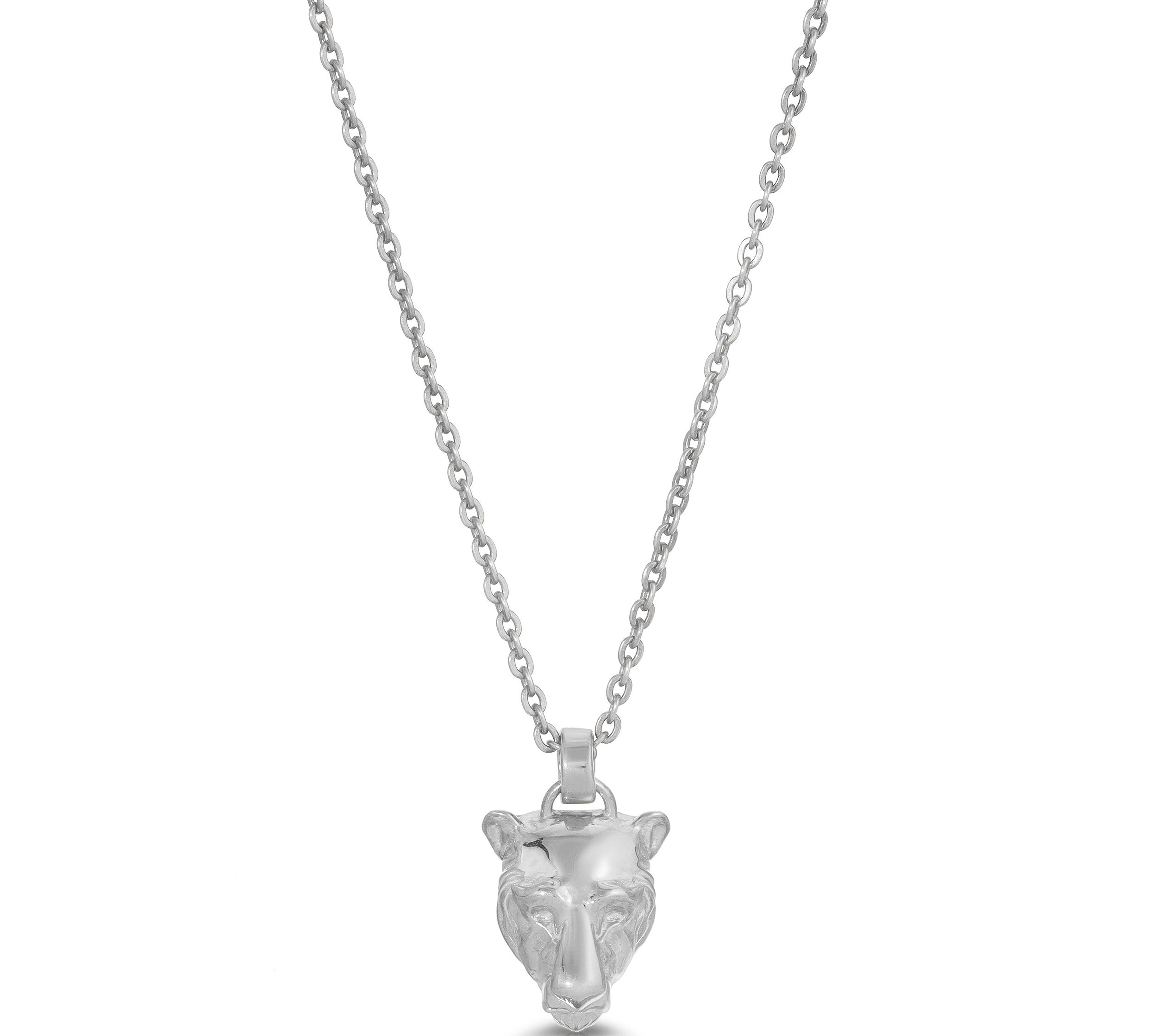 Lioness Charm Necklace, Plated Necklaces MAE + LANG 16 inch Rolo Chain White Gold