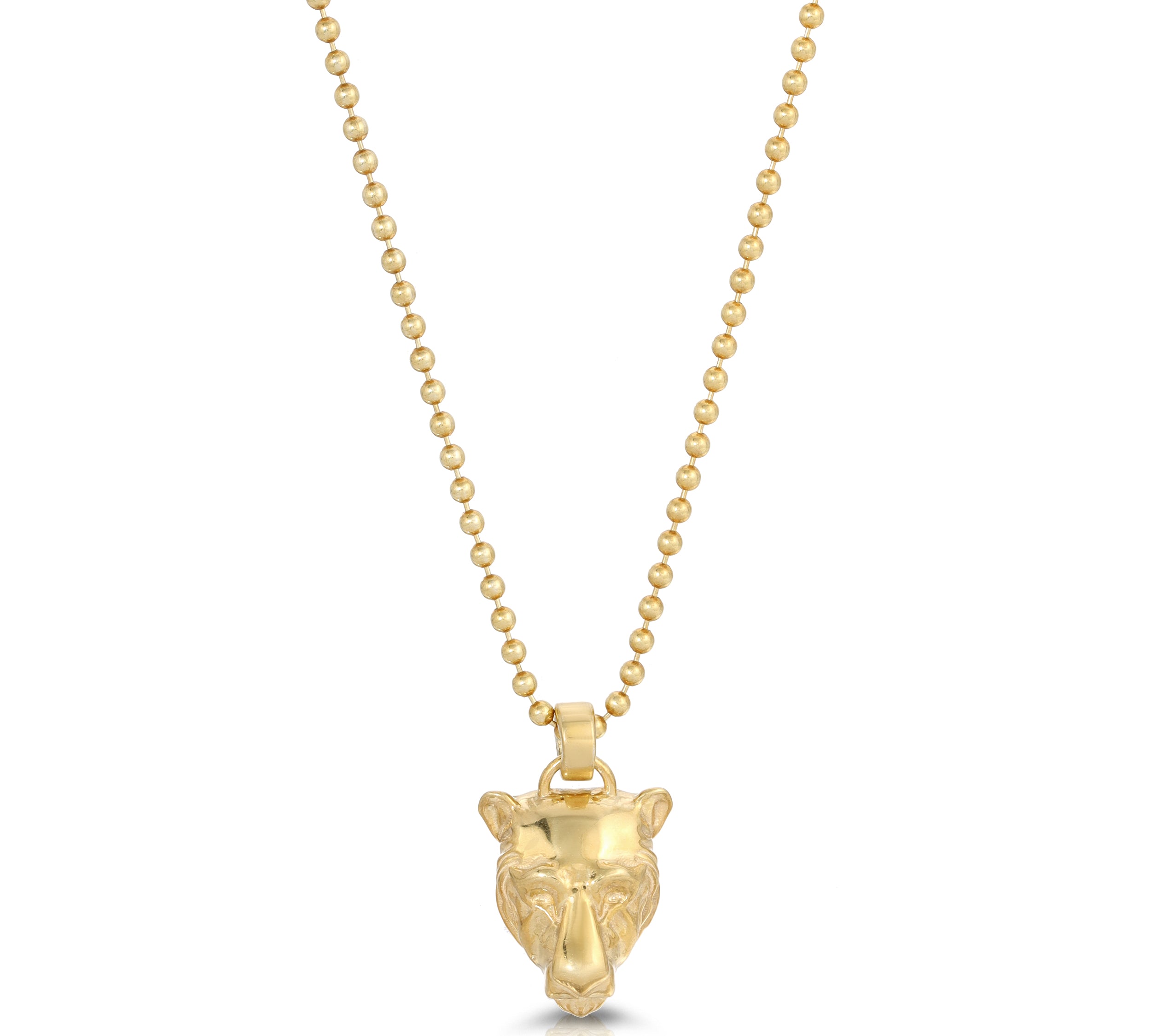 Gold Lioness Charm Necklace Necklaces MAE + LANG 16 inch Ball Chain Yellow Gold