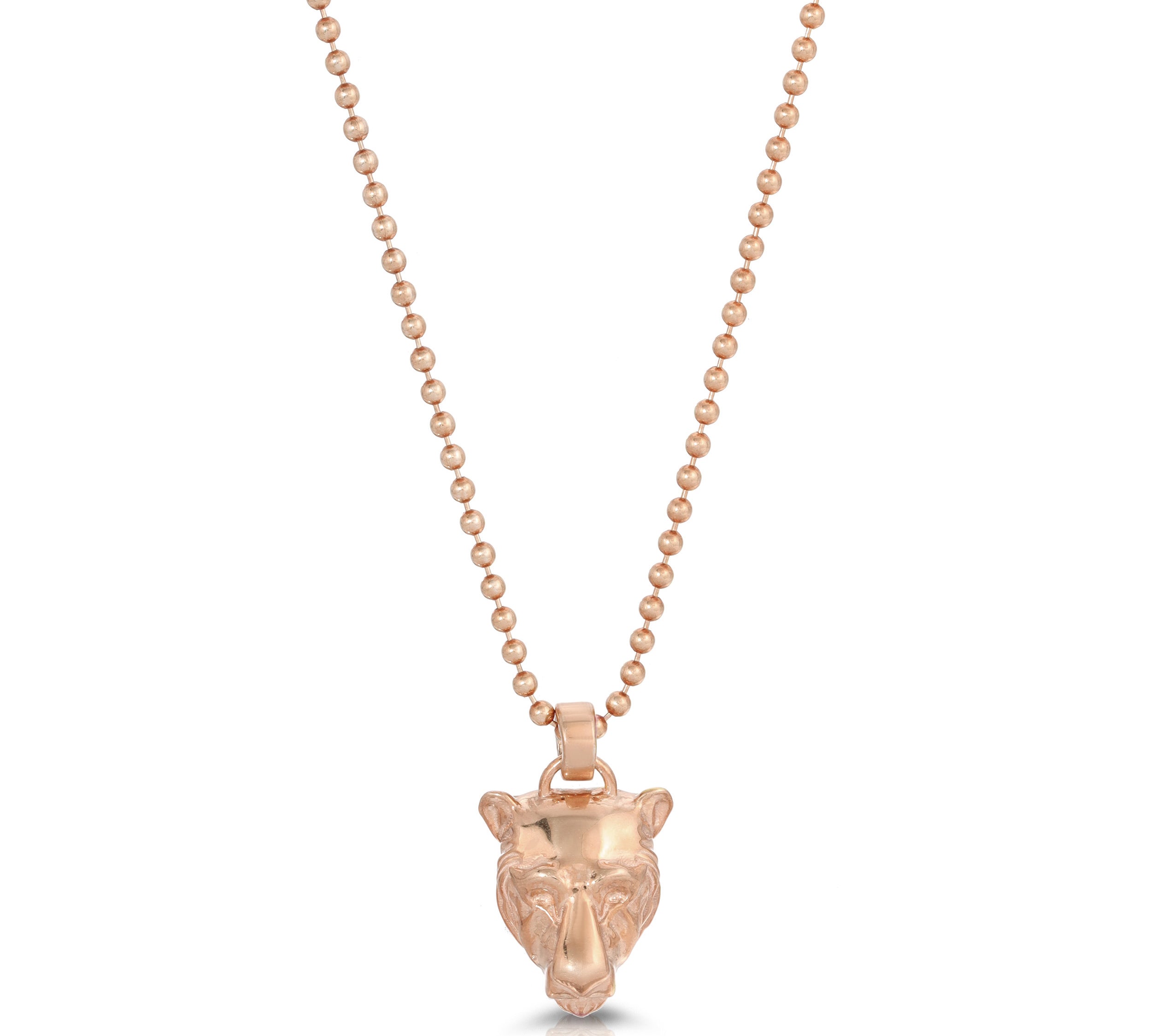 Gold Lioness Charm Necklace Necklaces MAE + LANG 16 inch Ball Chain Rose gold