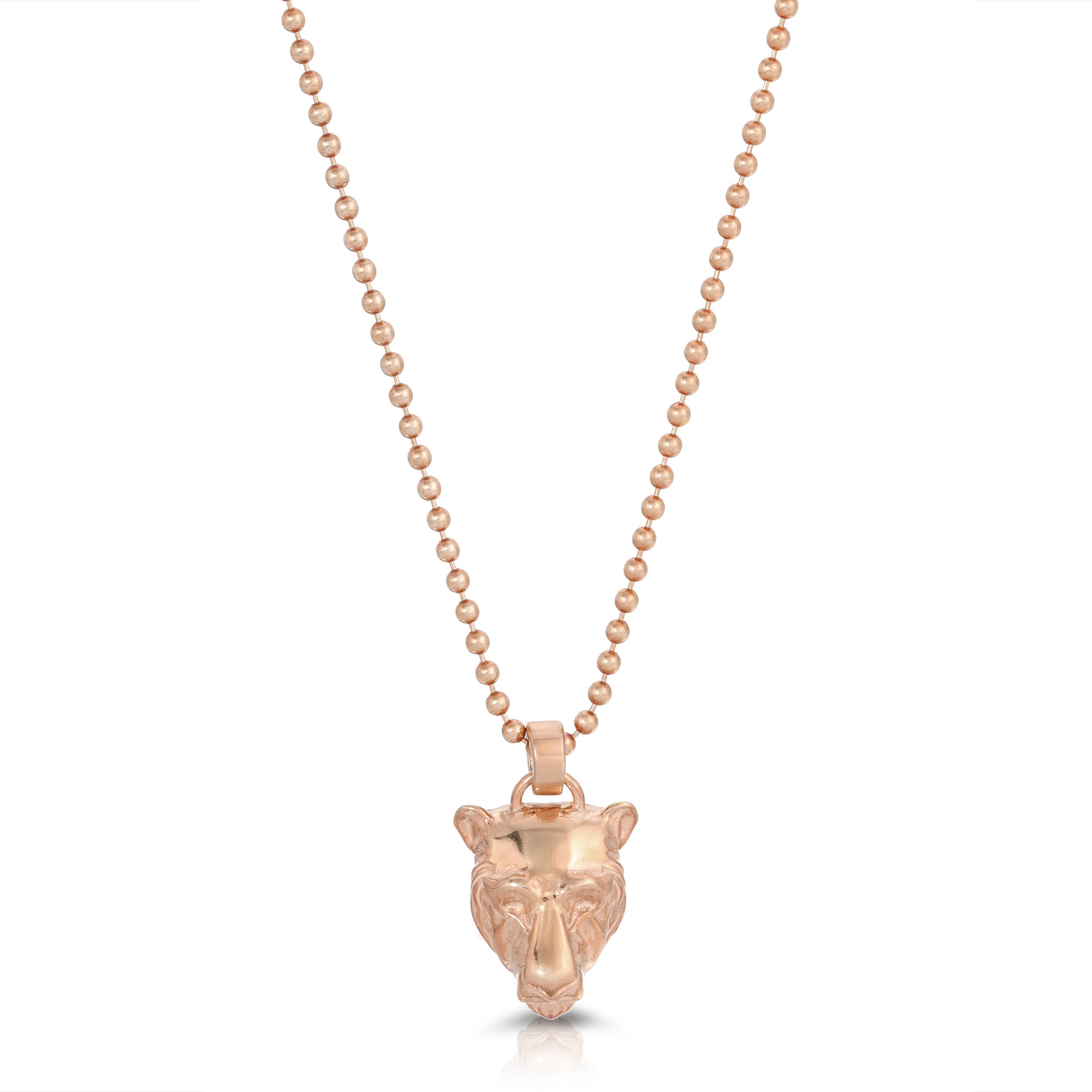 Lioness Charm Necklace, Plated Necklaces MAE + LANG 16 inch Ball Chain Rose gold