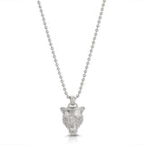 Lioness Charm Necklace with Diamond Eyes Charm Necklace MAE + LANG White Gold 16 inch