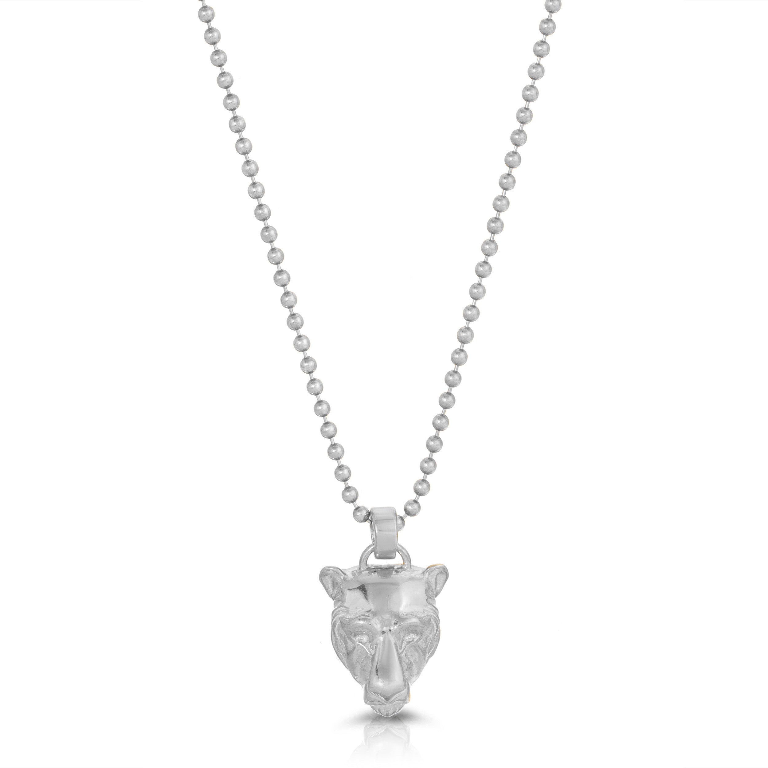 Lioness Charm Necklace, Plated Necklaces MAE + LANG 16 inch Ball Chain White Gold