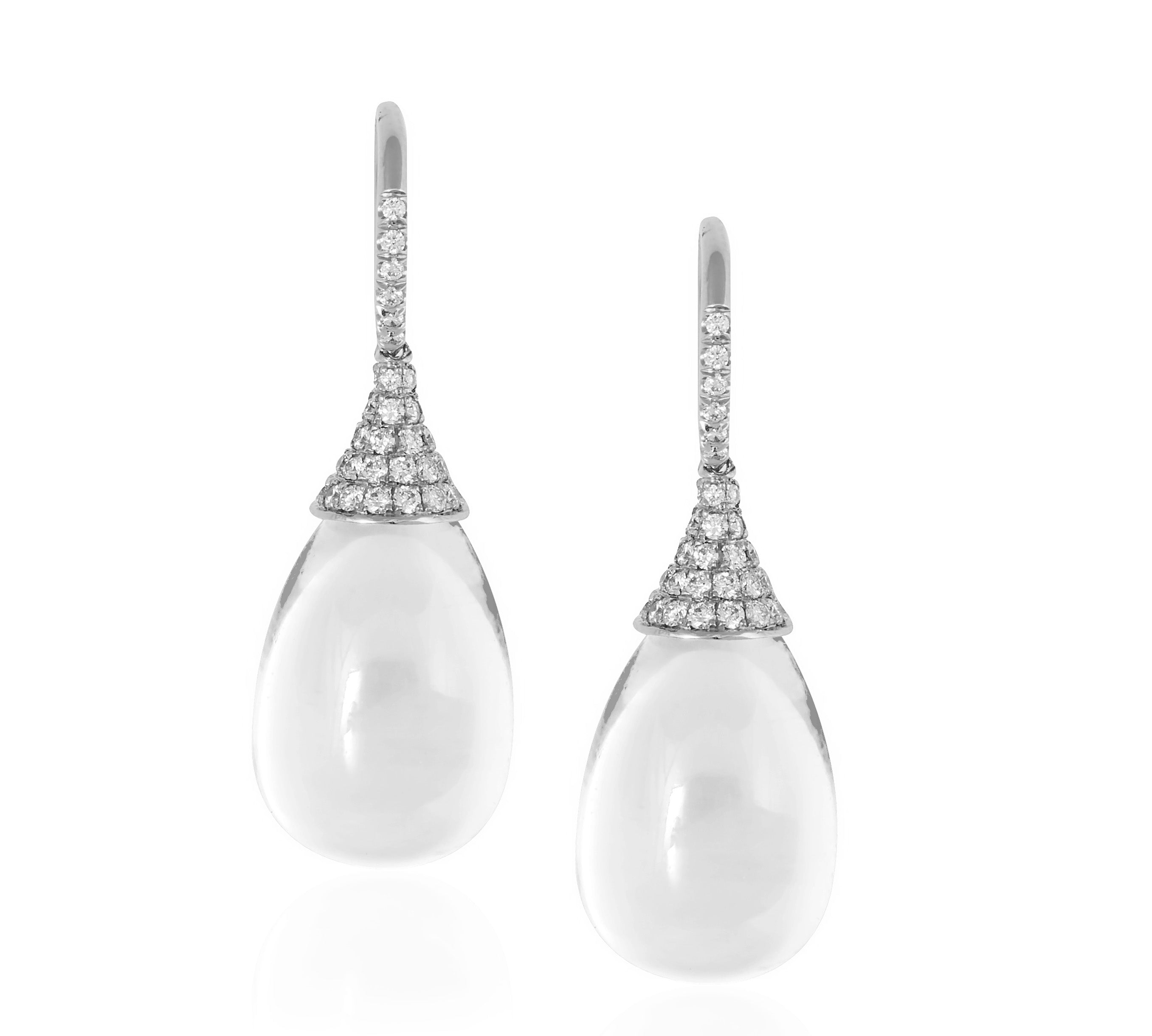 Moon Quartz Drop Earrings Drop Earrings Goshwara White Gold  