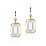 Bezel-Set Emerald-Cut Drop Earrings with Diamonds Drop Earrings Goshwara