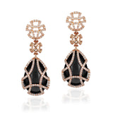 Teardrop Cage Earrings with Diamonds Drop Earrings Goshwara Onyx Yellow Gold