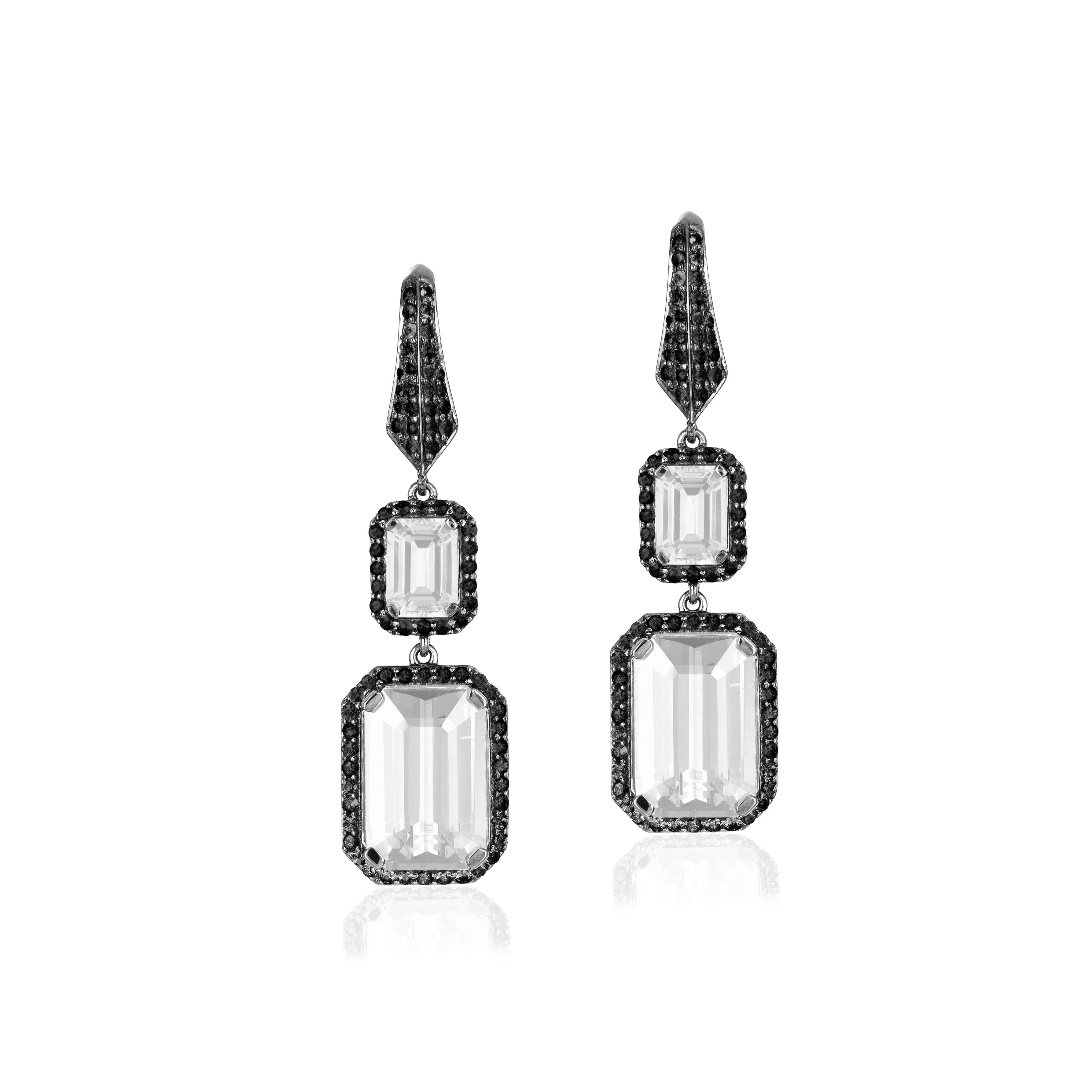 Emerald Cut Moon Quartz Earrings Drop Earrings Goshwara   