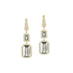 Rock Crystal Drop Earrings with Diamonds Drop Earrings Goshwara Yellow Gold