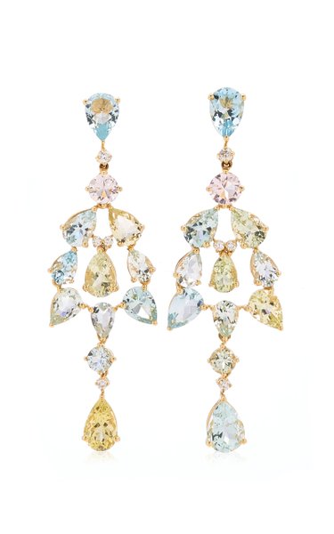 Beryl and Aquamarine Chandelier Earrings Statement Earrings Goshwara   