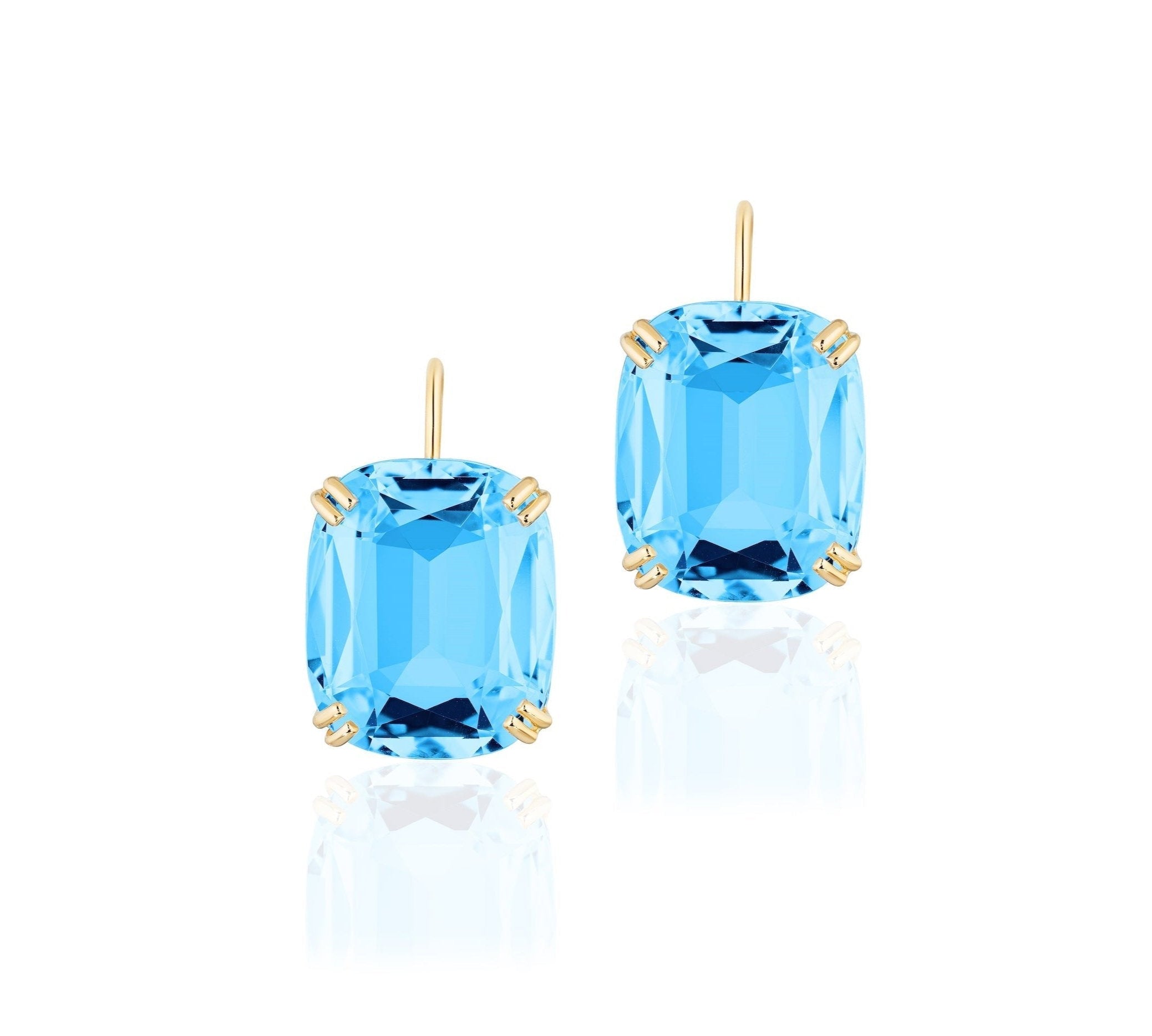 Cushion-Cut Wire Earrings Drop Earrings Goshwara Blue Topaz  