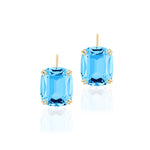 Blue Topaz Cushion Earrings, on Wire Drop Earrings Goshwara   
