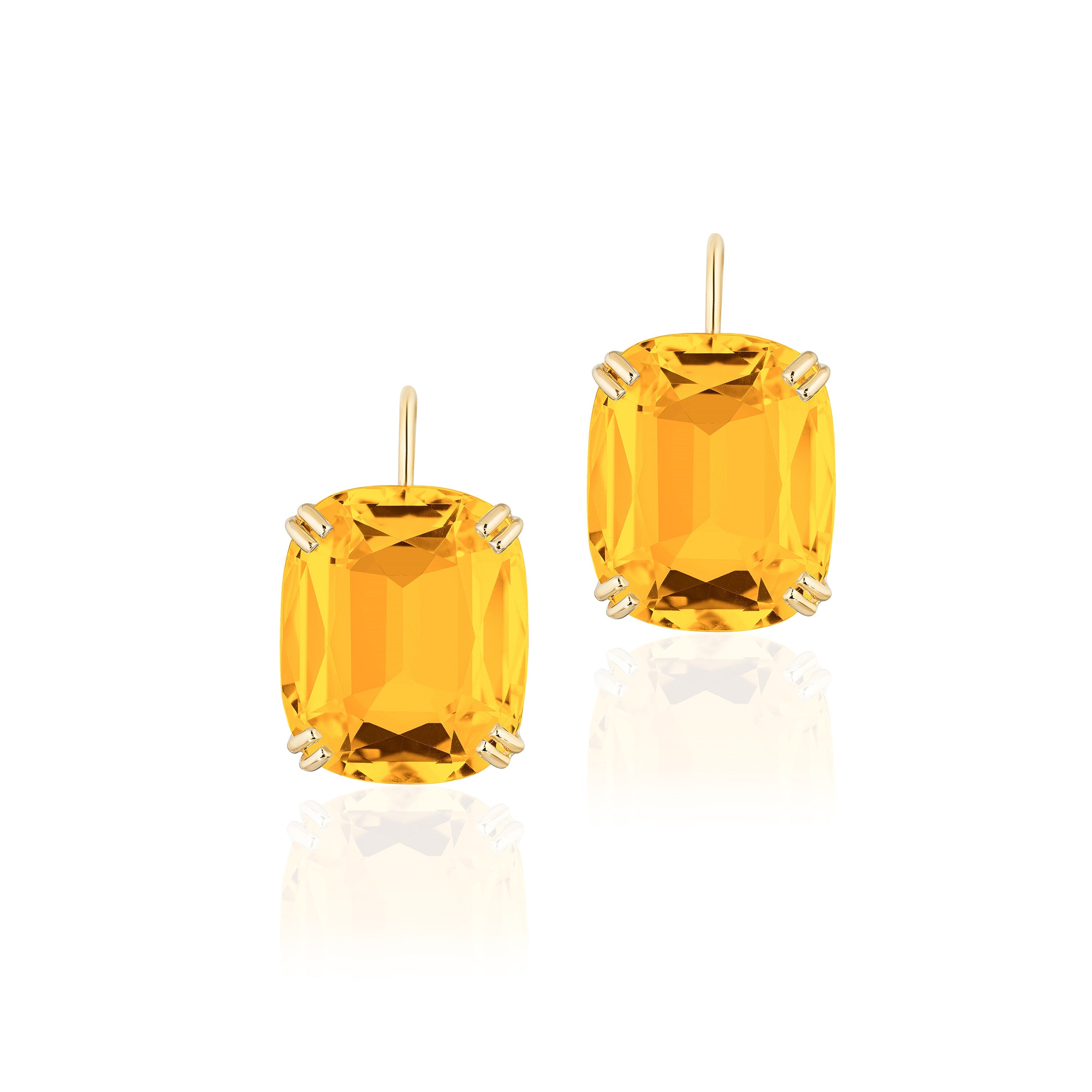 Cushion-Cut Wire Earrings Drop Earrings Goshwara Citrine  