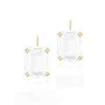 Moon Quartz Wire Cushion Earrings Drop Earrings Goshwara   