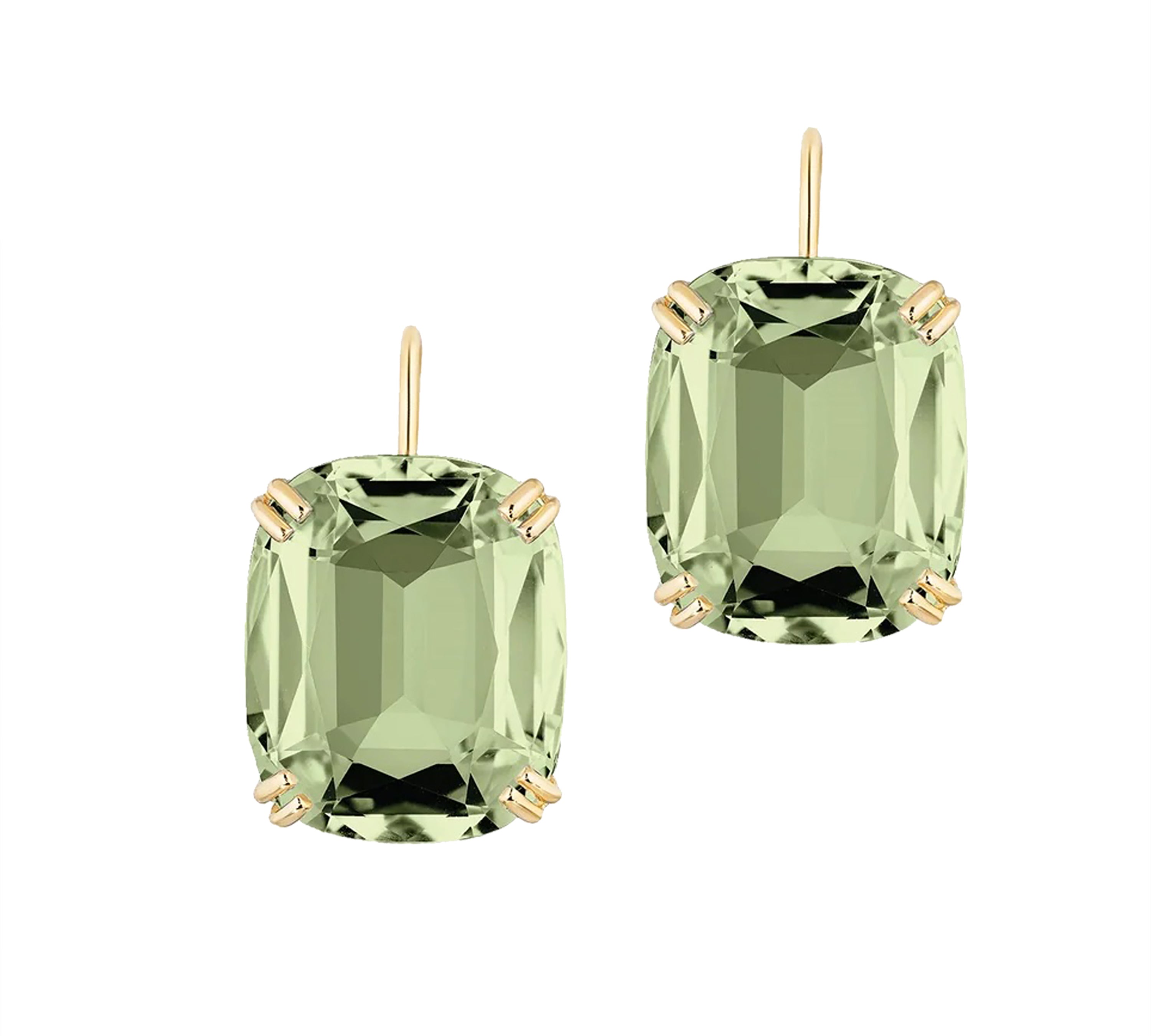 Cushion-Cut Wire Earrings Drop Earrings Goshwara Prasiolite YGold