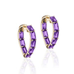 Amethyst Emerald-Cut Heart Hoops Hoops Goshwara   