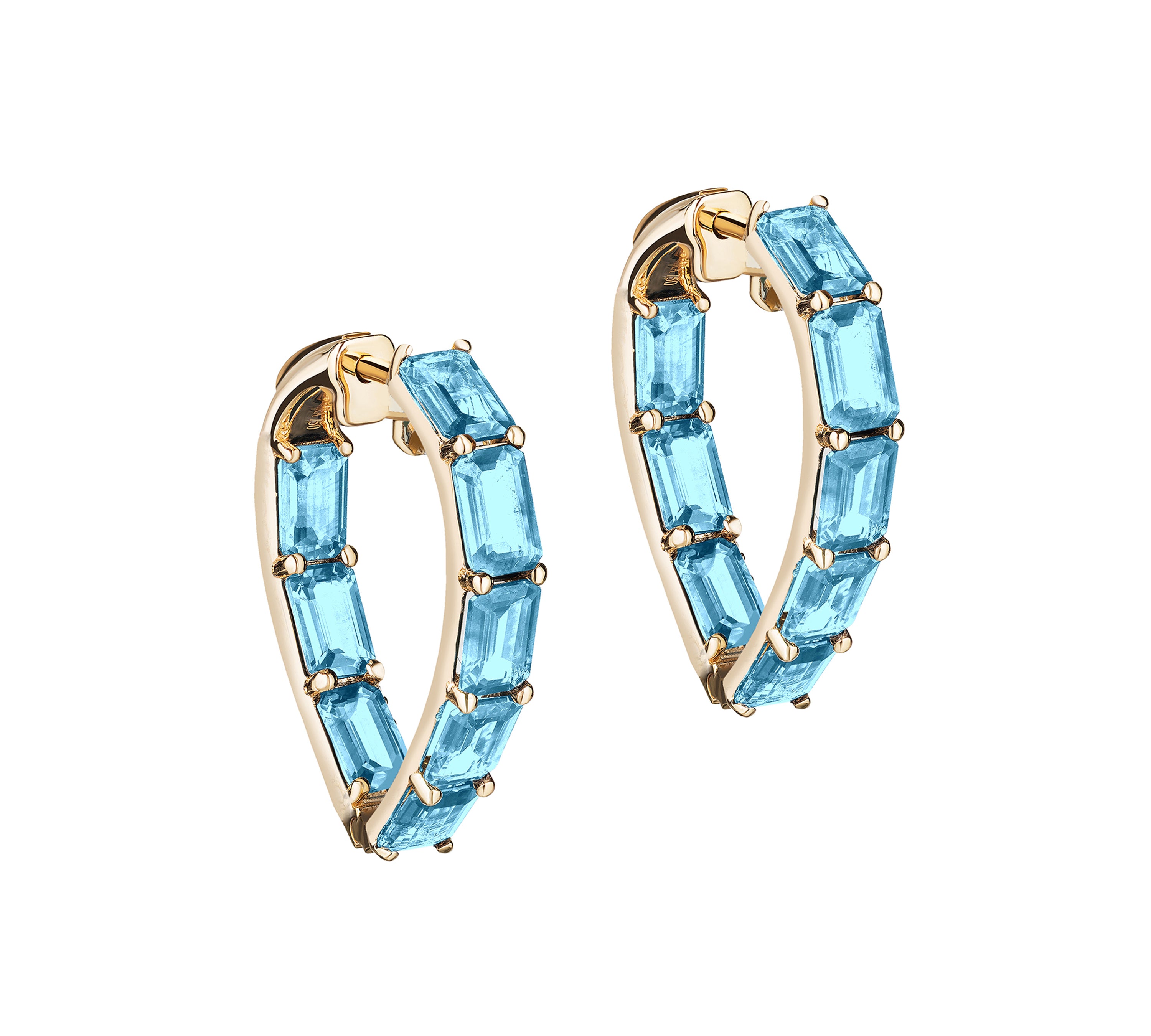 London Topaz Emerald-Cut Heart Hoops Hoops Goshwara Light Blue Topaz  