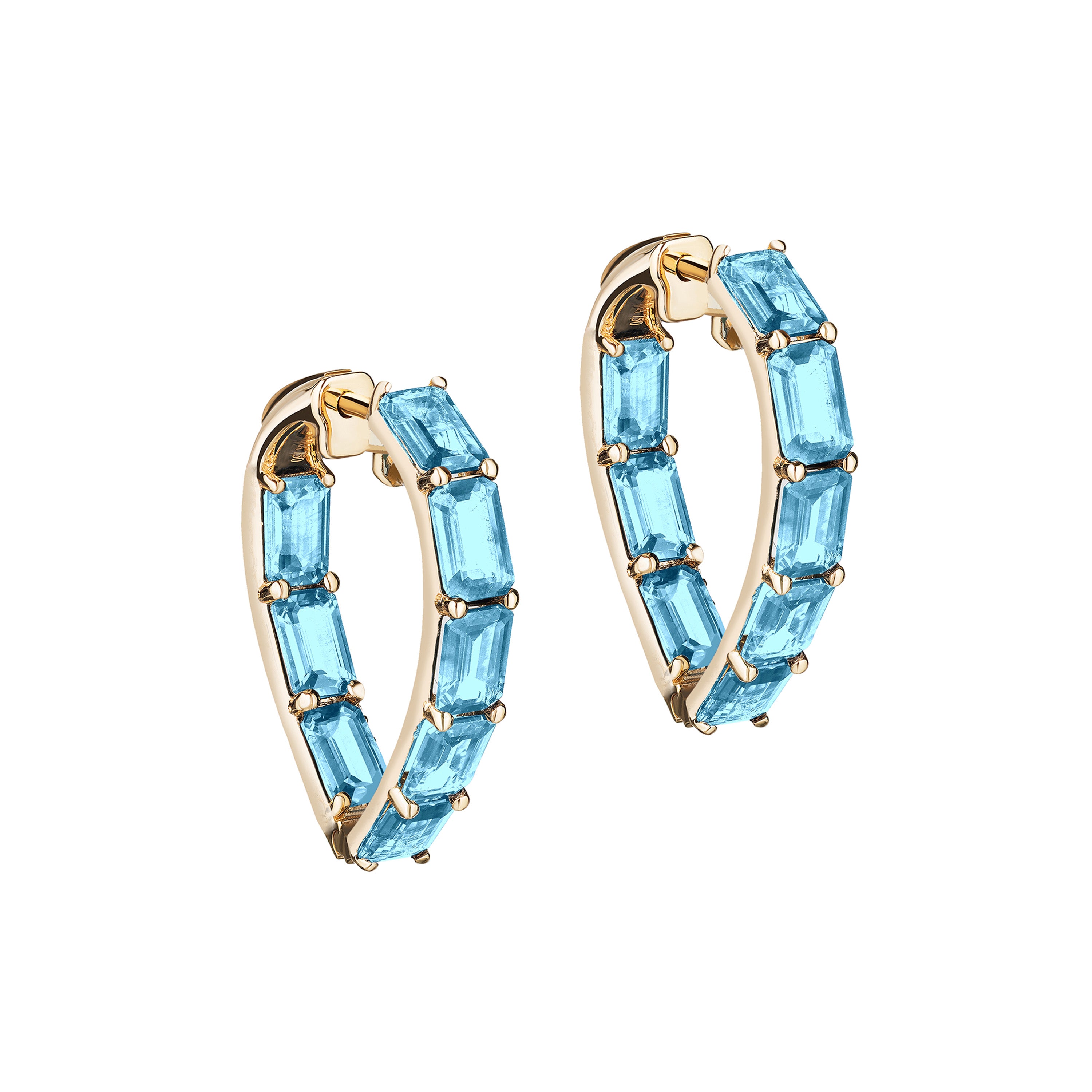 London Topaz Emerald-Cut Heart Hoops Hoops Goshwara Light Blue Topaz  